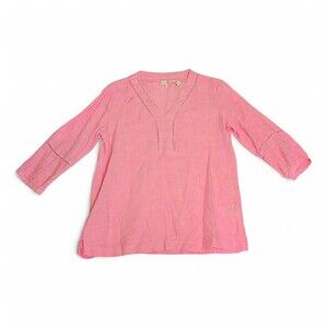 Joie Pink Linen V-Neck Tunic Blouse,‎ Size S